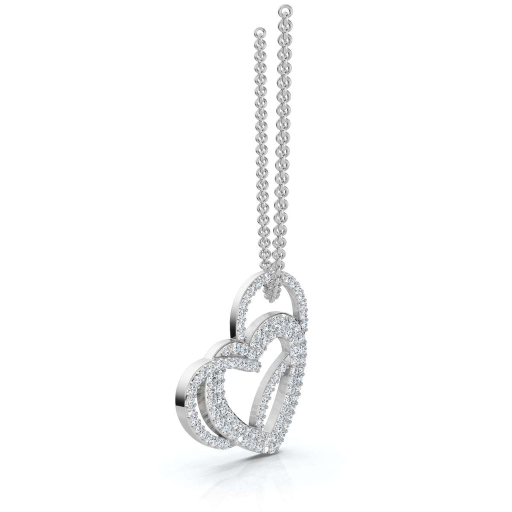 The Amara Pendant: 0.61 CTW Interlocking Double Heart Lab-Grown Diamond Necklace Gold/Platinum