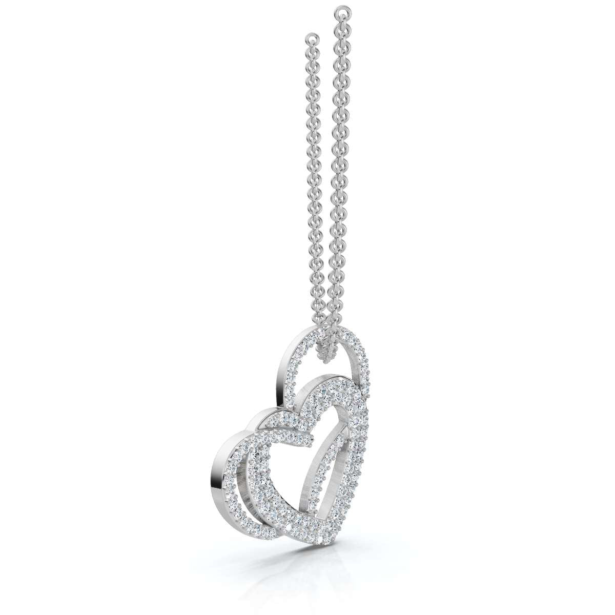 The Amara Pendant: 0.61 CTW Interlocking Double Heart Lab-Grown Diamond Necklace Gold/Platinum
