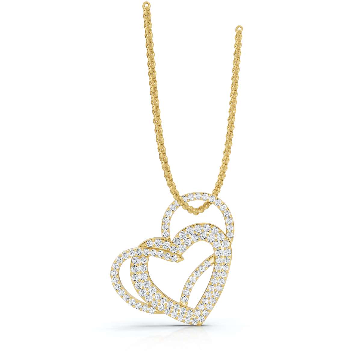 The Amara Pendant: 0.61 CTW Interlocking Double Heart Lab-Grown Diamond Necklace Gold/Platinum