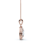 The Victoria Estate: 0.63 CTW Oval Halo & Ornate Tapered Bail Pendant 14K-18K Gold/Platinum