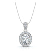 The Victoria Estate: 0.63 CTW Oval Halo & Ornate Tapered Bail Pendant 14K-18K Gold/Platinum