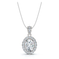 The Victoria Estate: 0.63 CTW Oval Halo & Ornate Tapered Bail Pendant 14K-18K Gold/Platinum
