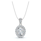 The Victoria Estate: 0.63 CTW Oval Halo & Ornate Tapered Bail Pendant 14K-18K Gold/Platinum