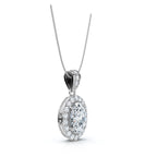 The Victoria Estate: 0.63 CTW Oval Halo & Ornate Tapered Bail Pendant 14K-18K Gold/Platinum