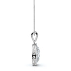 The Victoria Estate: 0.63 CTW Oval Halo & Ornate Tapered Bail Pendant 14K-18K Gold/Platinum