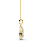 The Victoria Estate: 0.63 CTW Oval Halo & Ornate Tapered Bail Pendant 14K-18K Gold/Platinum