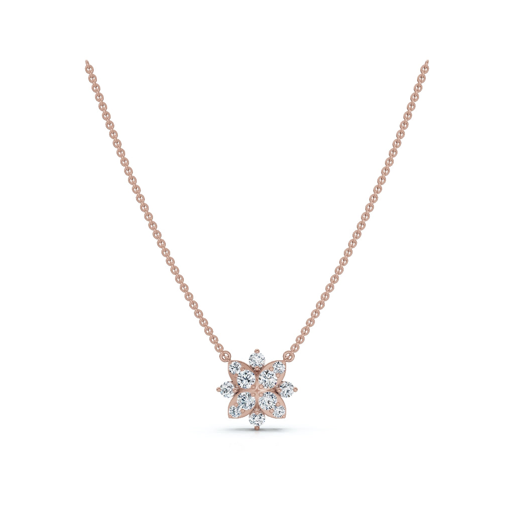 The Fiorella Pendant: 0.27 CTW Graduated Cluster Flower Lab-Grown Diamond Necklace 14K-18K Gold/Platinum