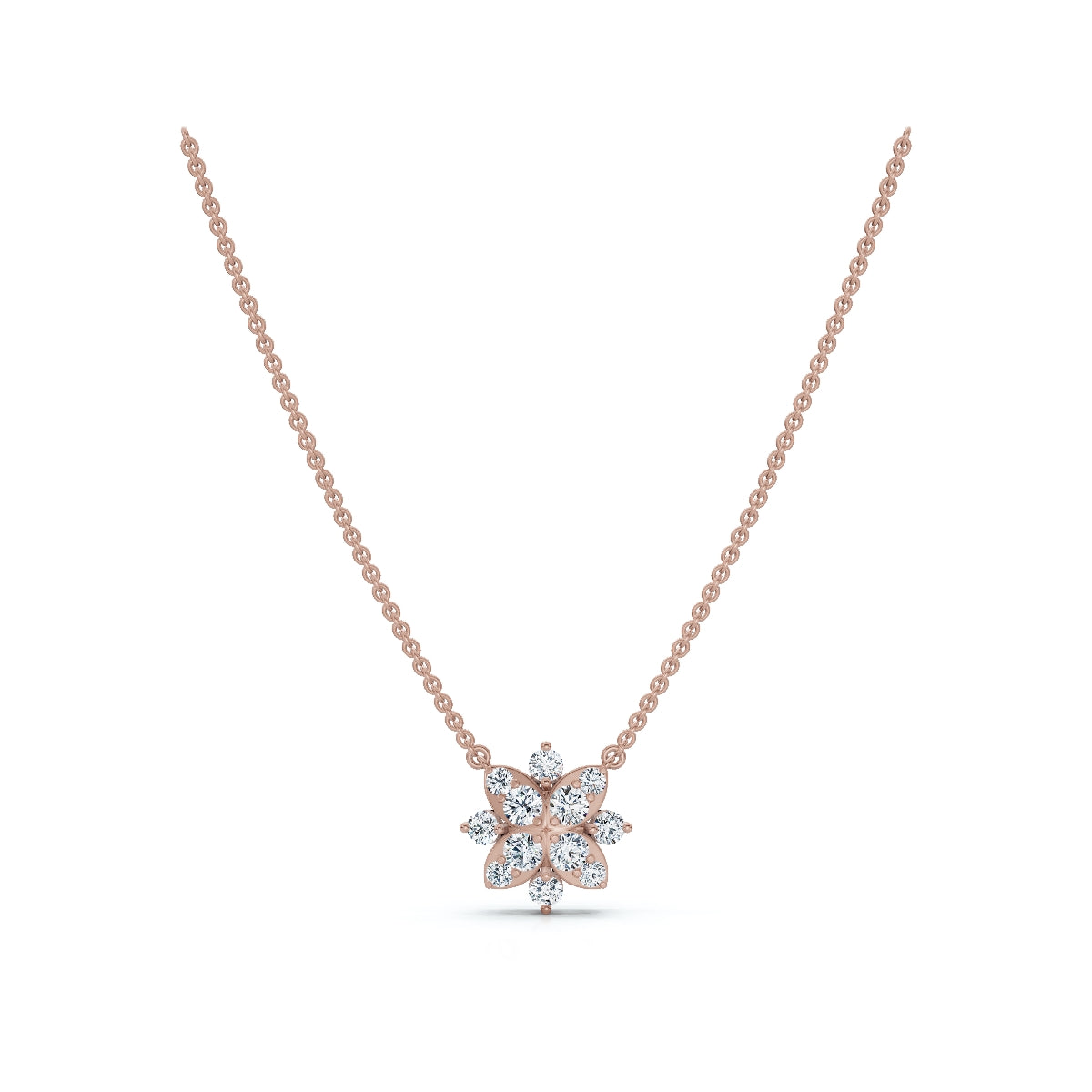 The Fiorella Pendant: 0.27 CTW Graduated Cluster Flower Lab-Grown Diamond Necklace 14K-18K Gold/Platinum