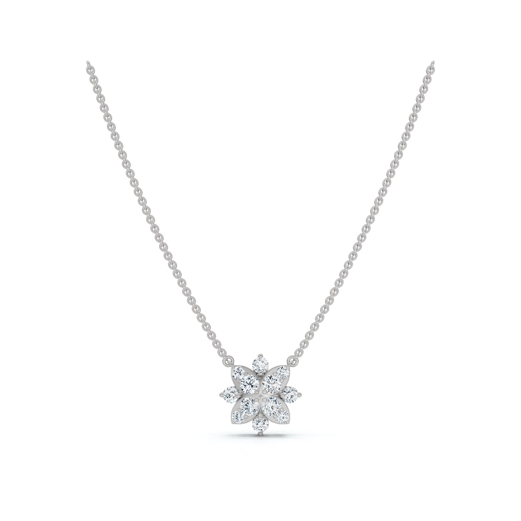 The Fiorella Pendant: 0.27 CTW Graduated Cluster Flower Lab-Grown Diamond Necklace 14K-18K Gold/Platinum