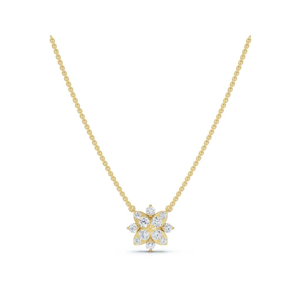 The Fiorella Pendant: 0.27 CTW Graduated Cluster Flower Lab-Grown Diamond Necklace 14K-18K Gold/Platinum