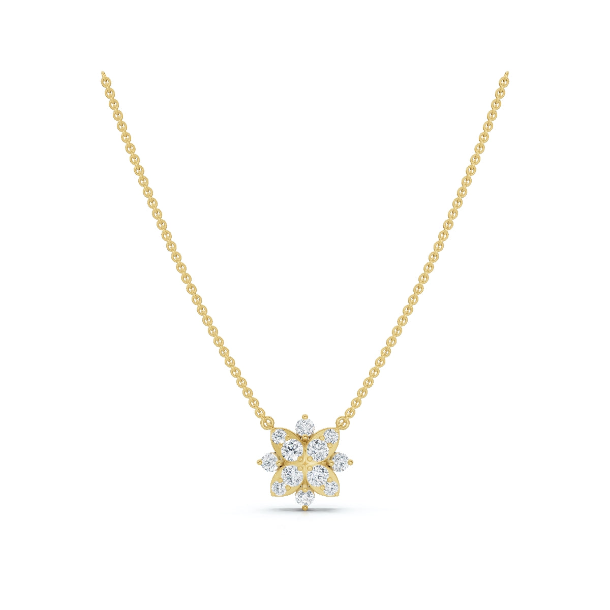 The Fiorella Pendant: 0.27 CTW Graduated Cluster Flower Lab-Grown Diamond Necklace 14K-18K Gold/Platinum