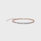 The Stella Arc: 0.88 CTW Round Lab-Grown Diamond Multi-Strand Adjustable Bar Bracelet Gold/Platinum