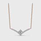 The Siren Chevron: 0.23 CTW Floating Solitaire V-Necklace 14K-18K Gold/Platinum