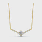 The Siren Chevron: 0.23 CTW Floating Solitaire V-Necklace 14K-18K Gold/Platinum