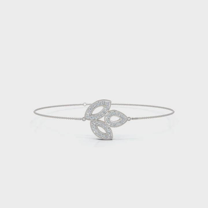 The Ivy Charm: 0.28 CTW Triple-Leaf Pavé Lab-Grown Diamond Chain Bracelet 14K-18K Gold/Platinum