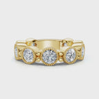 The Heirloom Halo: 2.25 CTW Milgrain Bezel Eternity Band in 18K Yellow Gold Ring