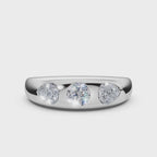 The Trinity Dome: Pear & Round Lab-Grown Diamond Flush Set Ring in Platinum