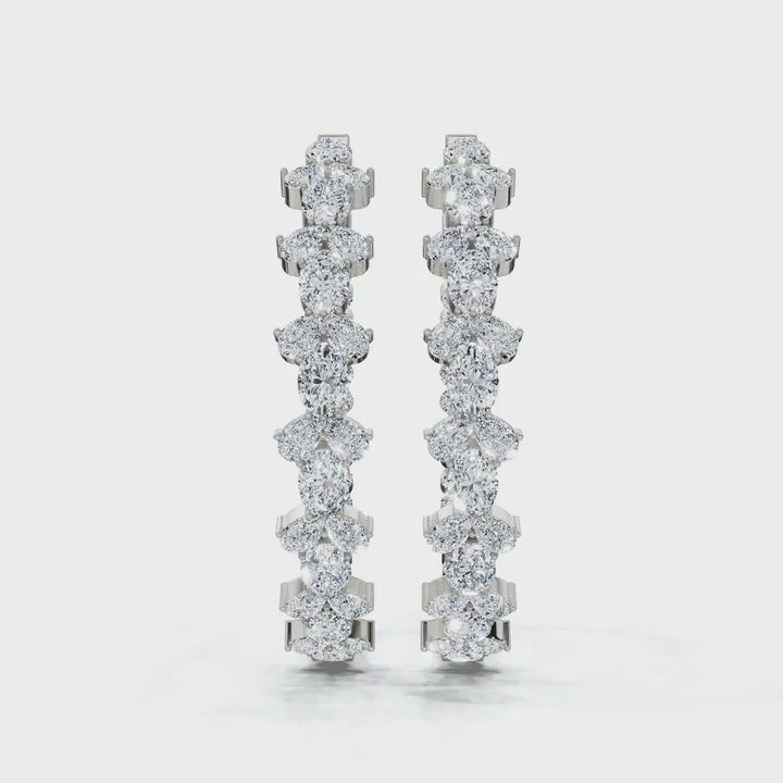 The Sovereign Mosaic: 7.84 CTW Mixed-Cut Multi-Shape Inside-Out Diamond Hoop Earrings 14K-18K Gold/Platinum