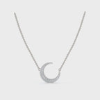 The Artemis Crescent: 0.50 CTW Micro-Pavé Diamond Stationary 14K-18K Gold/Platinum Necklace