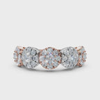 The Stella Band: 0.98 CTW Round Brilliant Lab-Grown Diamond Five-Cluster Ring in 14K Two-Tone Rose & White Gold