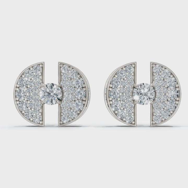 The Eclipse Split-Disc: 3.72 CTW Architectural Solitaire Stud Earrings 14K-18K Gold/Platinum