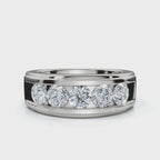 The Vanguard: 0.95 CTW Five-Stone Channel-Set Diamond Band in 14K White Gold Ring
