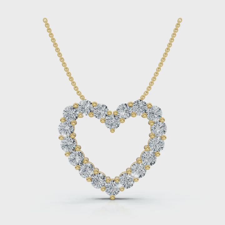The Valentina Pendant: 1.44 CTW Open Heart Lab-Grown Diamond Necklace 14K-18K Gold/Platinum
