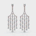 The Raindance Chandelier: 10.63 CTW Pear-Cut Waterfall Fringe Drop Earrings 14K-18K Gold/Platinum