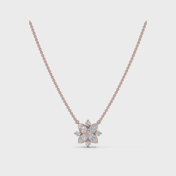 The Fiorella Pendant: 0.27 CTW Graduated Cluster Flower Lab-Grown Diamond Necklace 14K-18K Gold/Platinum