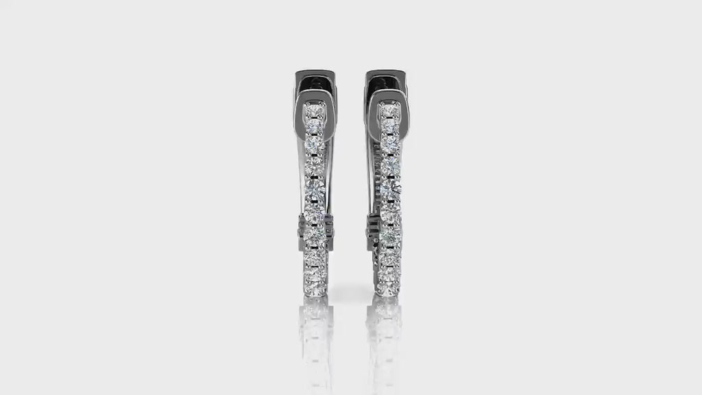 The Helena Inside-Out: 1.00 CTW Round Lab-Grown Diamond Premium Huggie Hoop Earrings 18K Gold