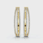 The Trinity Hoop: 1.72 - 2.50 CTW Triple-Row Lab-Grown Diamond Statement Hoops 14K-18K Gold/Platinum