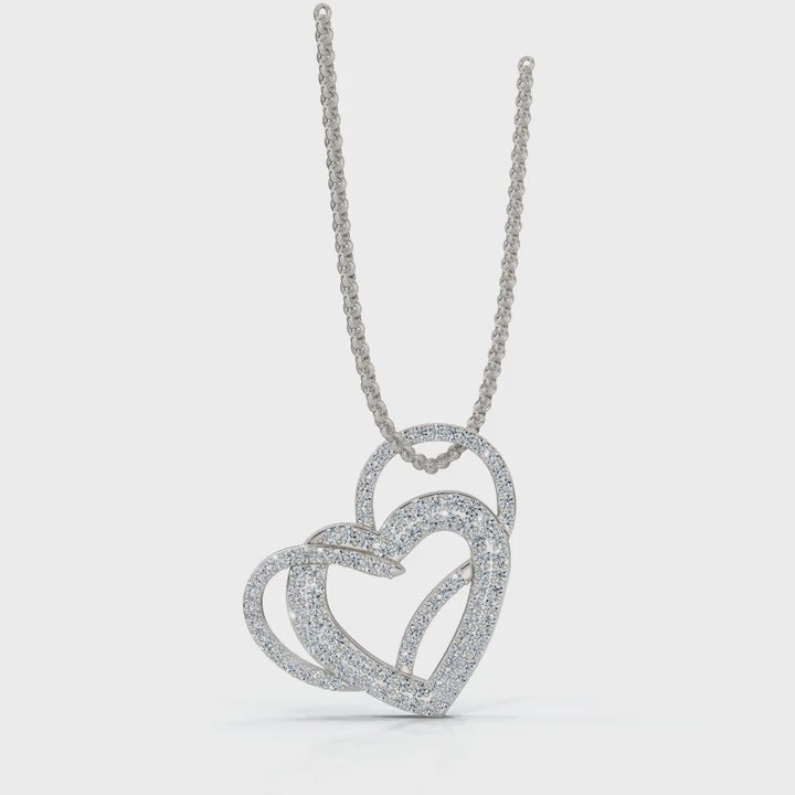 The Amara Pendant: 0.61 CTW Interlocking Double Heart Lab-Grown Diamond Necklace Gold/Platinum