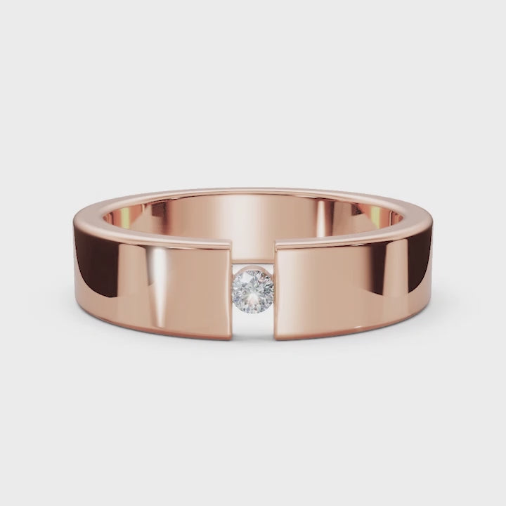 The Apex: 4.2mm Tension-Set Floating Diamond Band in 14K Rose Gold Ring