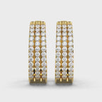 The Empress Triple-Row: 1.22 CTW Lab-Grown Diamond Pavé Huggie Hoops 14K-18K Gold/Platinum