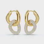 The Sovereign Interlock: 1.26 CTW Sculptural Pavé Link Huggie Drop Earrings 14K-18K Gold/Platinum