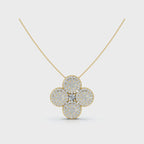 The Lucky Clover: 0.75 CTW Micro-Pave Diamond Statement Pendant 14K-18K Gold/Platinum Necklace