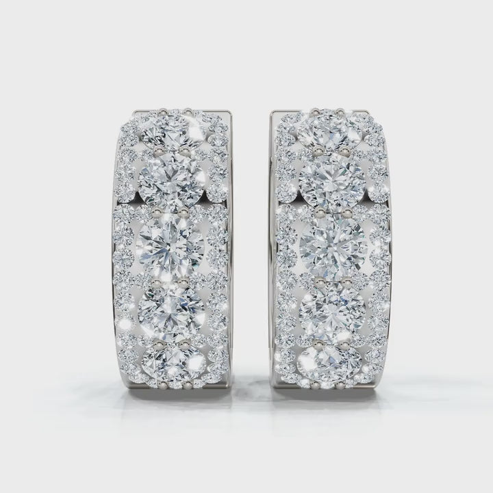The Royal Halo Wide-Band: 2.12 CTW Lab-Grown Diamond Huggie Hoops 14K-18K Gold/Platinum