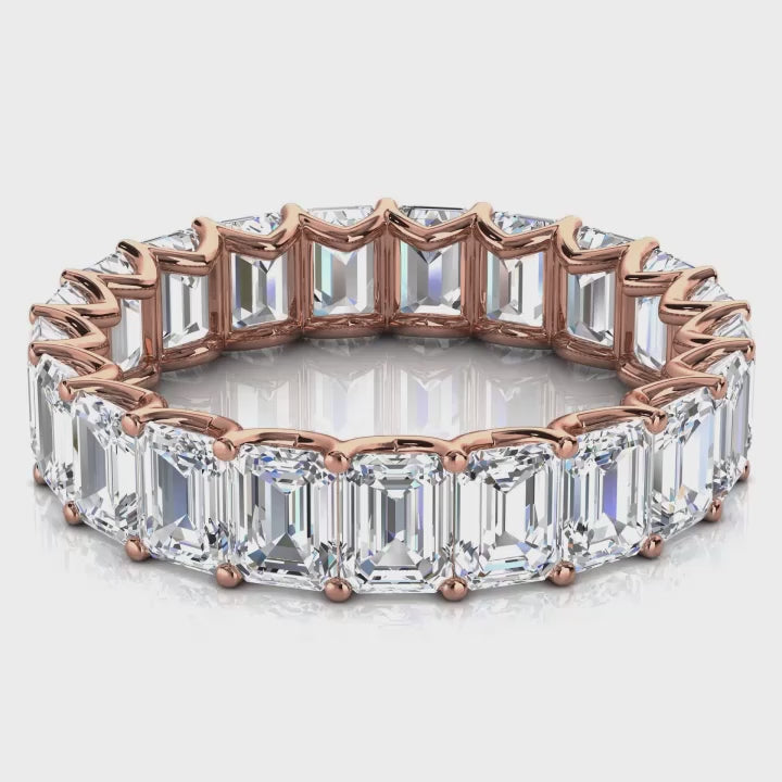 The Sovereign: 4.1mm Emerald-Cut Lab-Grown 3.9 CWT Diamond Eternity Band in 18K Rose Gold Ring