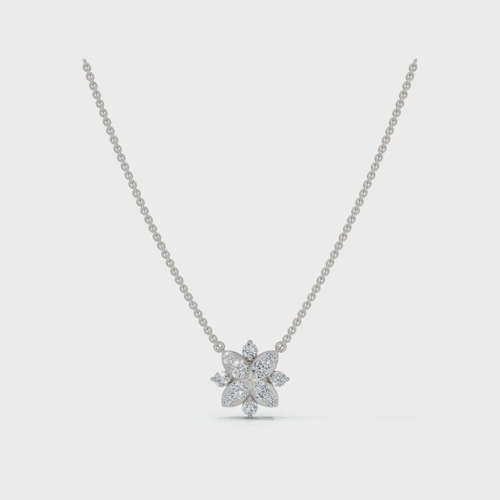 The Fiorella Pendant: 0.27 CTW Graduated Cluster Flower Lab-Grown Diamond Necklace 14K-18K Gold/Platinum