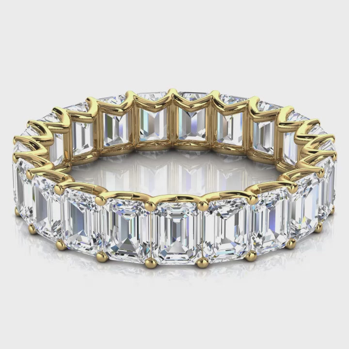 The Sovereign: 4.1mm Emerald-Cut Lab-Grown 3.9 CTW  Diamond Eternity Band in 18K Yellow Gold Ring