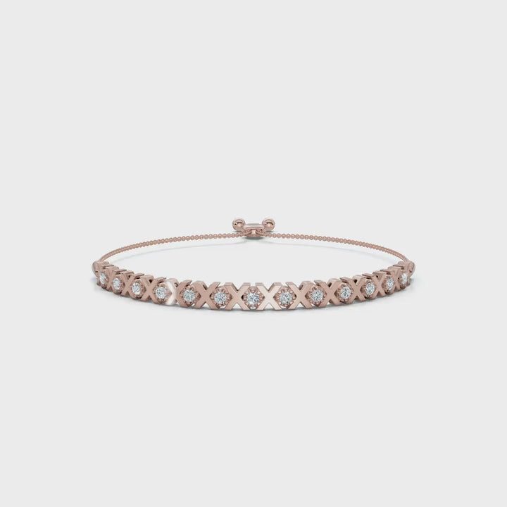 The Amore XO: 0.39 CTW Round Lab-Grown Diamond Alternating Hugs & Kisses Bolo Bracelet