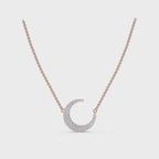 The Artemis Crescent: 0.50 CTW Micro-Pavé Diamond Stationary 14K-18K Gold/Platinum Necklace