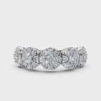 The Stella Band: 0.98 CTW Round Brilliant Lab-Grown Diamond Five-Cluster Ring in 14K White Gold