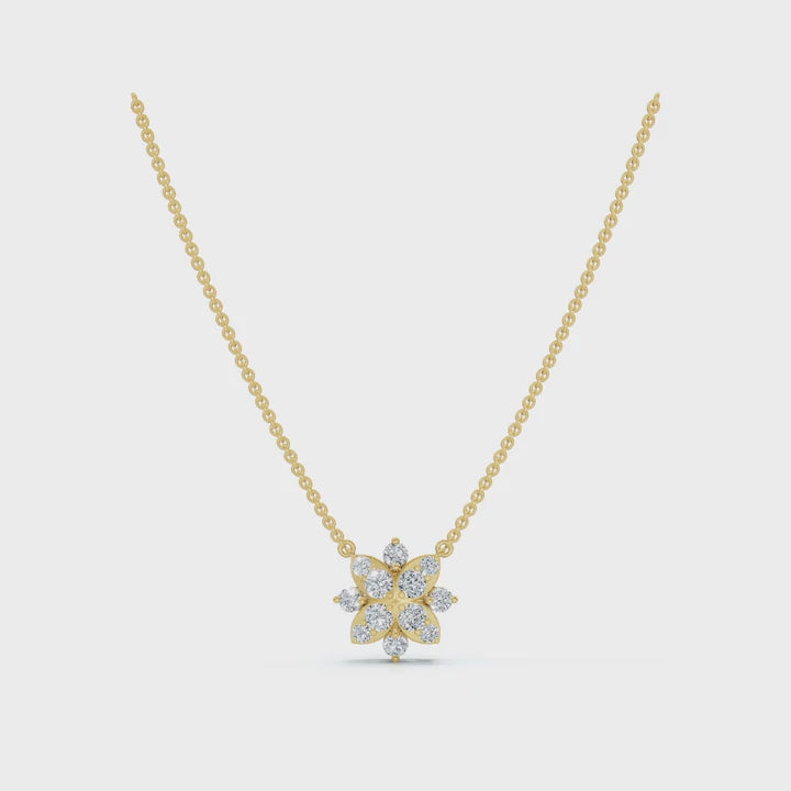 The Fiorella Pendant: 0.27 CTW Graduated Cluster Flower Lab-Grown Diamond Necklace 14K-18K Gold/Platinum