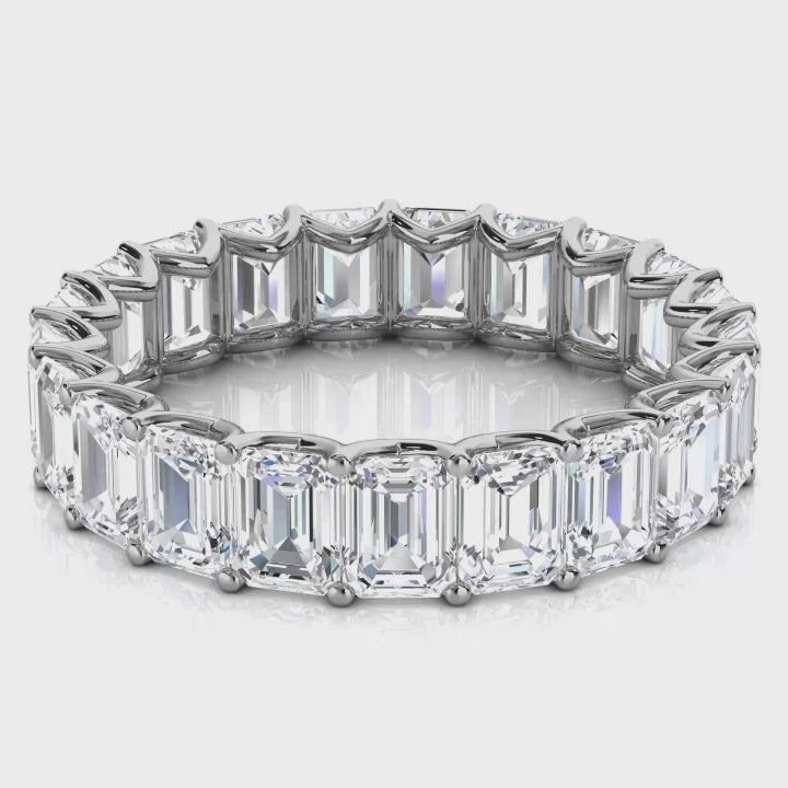 4.1mm Emerald-Cut Lab-Grown 3.9 CTW Diamond Eternity Band in 18K White Gold Ring