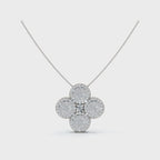 The Lucky Clover: 0.75 CTW Micro-Pave Diamond Statement Pendant 14K-18K Gold/Platinum Necklace