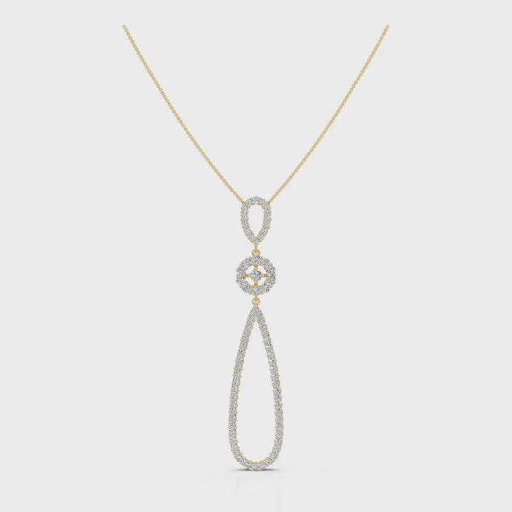 The Grand Cascade: 0.53 CTW Articulated Triple-Drop Diamond Pendant 14K-18K Gold/Platinum Necklace