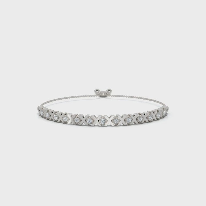 The Amore XO: 0.39 CTW Round Lab-Grown Diamond Alternating Hugs & Kisses Bolo Bracelet