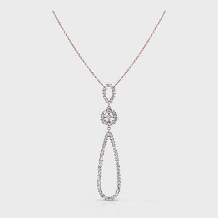The Grand Cascade: 0.53 CTW Articulated Triple-Drop Diamond Pendant 14K-18K Gold/Platinum Necklace