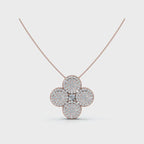 The Lucky Clover: 0.75 CTW Micro-Pave Diamond Statement Pendant 14K-18K Gold/Platinum Necklace